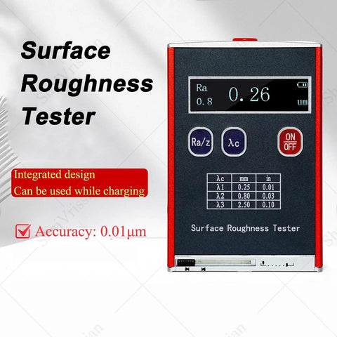 Digital Handheld Roughness Tester Pro Grade With Standard Calibration Block For Industrial Measurement Delivers Crisp Readings On Ra Rq Rz Rt Across Flat Curved And Tapered Surfaces Ideal For Glass Block Inspection.