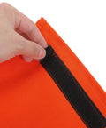 Close-up of No Sweat Flame Resistant Welding Sleeves With Adjustable Cotton Fit showing adjustable velcro strap in vivid orange.