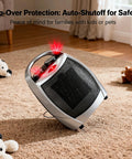 Portable Electric Space Heater With Dual 1500W And 750W Heating, Ceramic Desk Heater, tip-over protection feature demonstrated.