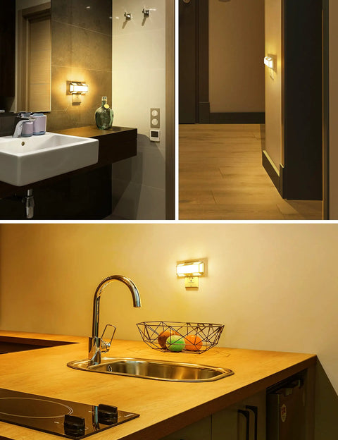 Bright LED Night Light With Dusk To Dawn Sensor for kitchen, hallway, and bathroom, soft white glow providing safety at night.