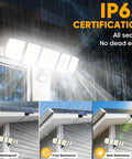 Solar Motion Lights Outdoor With Sixteen Point Four Foot Cable 3000LM LED Security Flood Lights IP65 waterproof in rain, frost, heat
