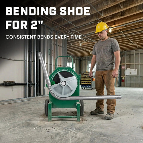 Staten Tools 2 Inch Emt Bender Shoe Drop-in Replacement For Greenlee 555C And Current 77 Electric Benders in use.
