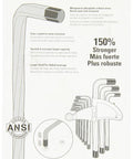 Packaging of Metric Twisted Hex Key Set 9 Piece Pro Grade S2 Tool Steel Longer Shafts For Extra Leverage Color Coated