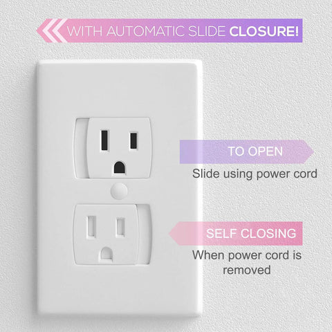 8 Pack Self Closing Electrical Outlet Covers For Easy Babyproofing Universal Wall Socket Plates With Automatic Sliding Caps No Fuss