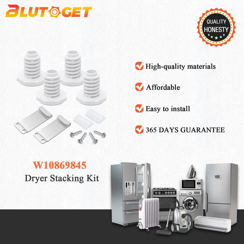 Beefed Up Dryer Stacking Kit For Whirlpool And Maytag Standard And Long Vent Dryers And Washers, W10869845 Replacement, Compatible With W10298318 W10761316 AP6047938 PS3407625, Easy Install With Screws, Clips And Brackets