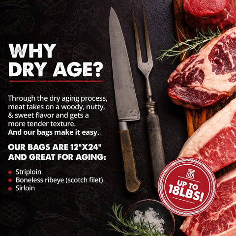 Dry Aging Bags For Meat Pack Of 3 For Easy Home Steak Aging With Ribeye And Striploin Up To 18 Lbs No Vacuum Sealer Needed info