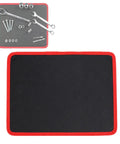 Heavy Duty Magnetic Tool Mat With PVC Coating Flexible 9.84 By 12.99 Inches Stays Put For Screwdrivers Wrenches Bolts And Small Parts In The Garage Or Shop Holds Tools Firmly Even On Tilted Surfaces., black PVC-coated magnetic tool mat with red border holding screws and wrenches
