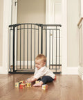 Multi-Use Tall Walk-Thru Baby Gate In Black Metal, Pressure Mount Or Hardware Mount Options, Adjustable 28 To 48 Inch Wide, 36 Inch Tall