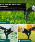 Dual Color Solar Powered Garden Lights Set Of 6 Wall Or Ground Mount Waterproof Outdoor Pathway Driveway Palm Trees Landscape Lighting For Yard Walkway And More shown in various weather conditions