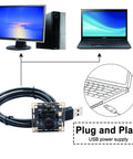 Sony IMX323 Low Light USB Camera Module With 100 Degree Wide Angle No Distortion Lens connected to computer and laptop.