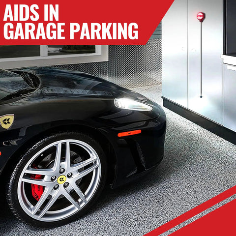 Dope Garage Parking Sensor With Adjustable Ultrasonic Stop Assistant And Red Yellow Green LED Display Set Stop Distance From 6 Inches To 6 Feet Battery Or USB Powered Easy Wall Mount Install Dark Grey