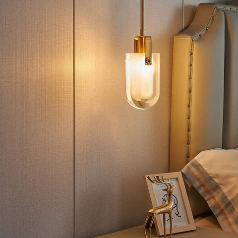 Gold Pendant Light Fixture Modern Mini Crystal Chandeliers Pendant Lighting for Bedroom Accent beside bed