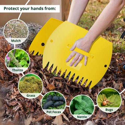 Heavy Duty Leaf Scoops And Hand Rakes For Quick Yard Cleanup, Giant 15 Inch By 12 Inch Leaf Grabbers used collecting leaves