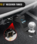 Heavy Duty Trailer Hitch Ball Mount With 2 Inch Ball And 5/8 Inch Hitch Pin Clip For 2 Inch Receiver, attached to vehicle