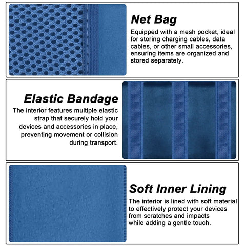 Blue Hard Case For Bosch GLM100-23 And GLM165-40 Distance Measure, Protective EVA Shell Travel Box, Shockproof And Dustproof, Keeps Your Laser Distance Meter Safe And Ready To Roll. Blue case interior with net pocket, elastic straps, and soft lining