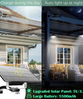 Dual Head Solar Pendant Lights For Shed And Outdoor Use IP65 Waterproof LED Hanging Lighting shown in day and night use