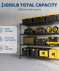 Solid Build Top Tier Heavy Duty Four Tier Metal Wire Shelving Rack With Rust Resistant Powder Coated Steel Frame For Tough Garage Storage And Apartment Setup displaying tool boxes and bags.