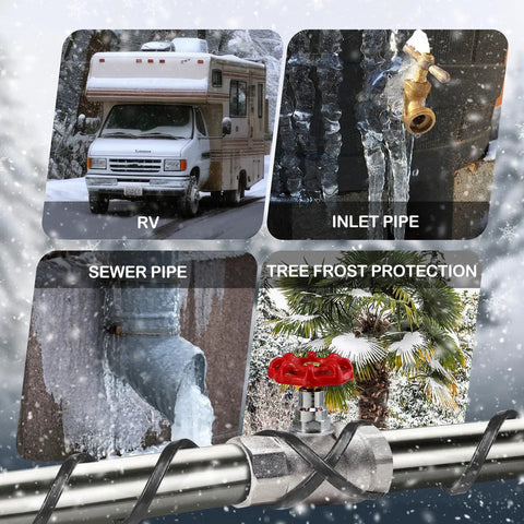 Pipe Heating Cable For Freeze Protection Keeps Water Flowin In Metal And Plastic Pipes 120V 5W Per Ft 50 Ft Length collage