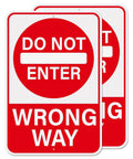 Two Pack Do Not Enter Wrong Way Signs 18 By 12 Inches For Traffic Road High Visibility Reflective Aluminum Weather Resistant Outdoor Signage No Entry Warning For Driveways Service Roads And Intersections, stacked front view