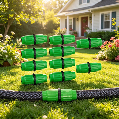 Top Tier Expandable Garden Hose Repair Kit With Leak-Free Female Male Plastic Connectors For Quick Flexible Tube Fixes On Pocket Flexi And Retractable Hoses Up To 1/2 Inch For Super Easy Yard Maintenance And Zero Drip Hassle, green ABS hose connectors