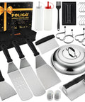 28 Piece Griddle Accessories Kit For Indoor Or Outdoor BBQ With Extra Wide Burger Spatula Long Restaurant Style Spatulas