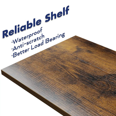 Close-up of waterproof, anti-scratch teak panel for 5 Tier Bookshelf Tall Bookcase Storage Organizer For Bedroom Living Room And Home Office Modern Durable Wood Shelving With Waterproof Panels Anti Scratch Finish Dope For Books Decor And Plants