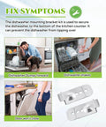 Rock Solid 4 Pack DD98-01051C Dishwasher Installation Bracket Kit For Samsung DW80M shown preventing dishwasher tipping.