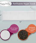 Refillable Nyjer Thistle Sock Feeder With Three Socks, Easy Fill, Durable Mesh Design That Attracts Finches And Wild Birds, Ideal For Year Round Use, Pack Of 1 displayed with seed capacity and thistle seed design details.