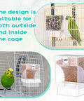 No Sweat Automatic Parrot Feeder Cups Bulk Pack that stops seed spills, clear design for inside or outside bird cages.
