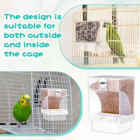 12 Pack No Mess Bird Feeder For Cage Zero Fuss Anti Spill Parrot Seed Dispenser Clean Setup Cage Accessory keeps flock happy in a cage.