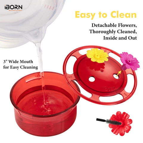 Window Hummingbird Feeder Three Pack With Strong Suction Cup And Stainless Steel Base, BPA Free, easy clean design