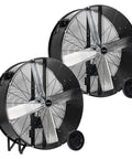 Heavy Hitter 42 Inch Industrial Drum Fan Moves Serious High Velocity Air For Garage Or Workshop Cools 24500 CFM With Smooth Rolling Casters Two Pack No Fuss Design