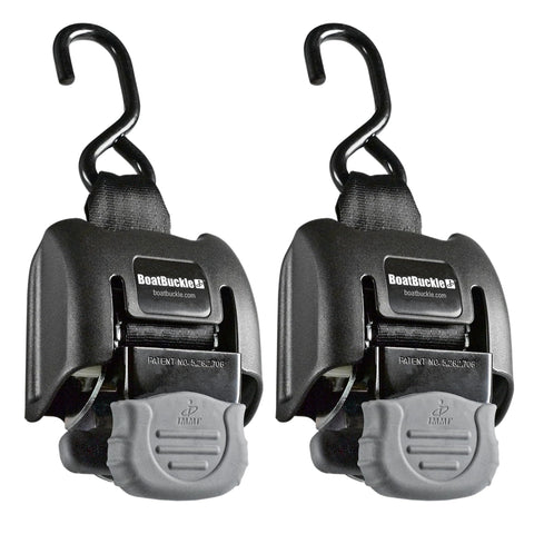 Transom Boat Tie Down Straps for Trailer, 2 By 43 Inch, 2500 Lbs Break Strength, Bolt On Retractable Ratchet Straps, 2 Pack