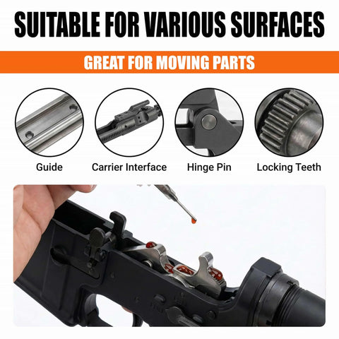 All Weather Gun Grease And Lubricant Pro Grade High Viscosity Synthetic Formula That Stays Slick From Minus 70 To 400 Degrees used on gun parts