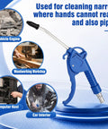 Kick Ass 20 Pack Air Blower Guns with 4 Inch Angled Stainless Steel Nozzles for cleaning vehicle engine and tight spaces.