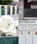 Adjustable Torque Position Control Cabinet Hinges 43x36mm White Plastic, 2 Pack With 8 Screws, 16mm Screw Length, shown in various settings