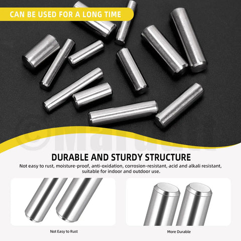 60Pcs 12 Size 304 Stainless Steel Dowel Pins Set M6 M8 M10 Assortment For Shelf Support Peg Pins And Rod Fasteners Durable Hardware For Metal Projects And Furniture Installation