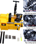 Heavy Duty Electric Pipe Threader 220V Threading Cutter with cutting, scraping, and wire-sleeving features for steel pipes.