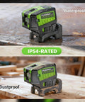 5 Point Self Leveling Laser Level With Plus Mode For Precise Plumb Dots And Level Lines 360 Degree Magnetic Base Dual Vertical And Horizontal Dots For Quick Pro Grade Layout From 98 To 165 Feet Includes Batteries And Hard Carrying Case IP54 rated