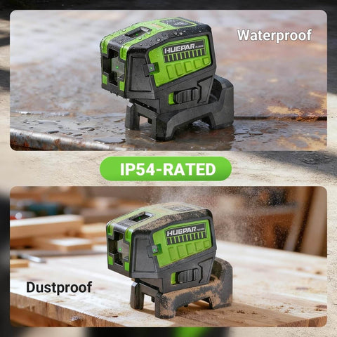 5 Point Self Leveling Laser Level With Plus Mode For Precise Plumb Dots And Level Lines 360 Degree Magnetic Base Dual Vertical And Horizontal Dots For Quick Pro Grade Layout From 98 To 165 Feet Includes Batteries And Hard Carrying Case IP54 rated