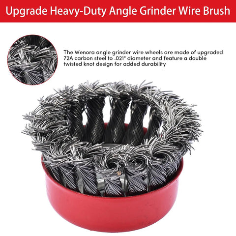 12 Piece Angle Grinder Wire Brush Kit Pro Grade Heavy Duty Carbon Steel Includes Three 4 Inch Knotted Wheels Three 4 Inch Crimped
