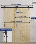 Double 36x84 Inch Bypass Barn Door With 6.6 Ft Track Hardware Kit Included, Unfinished Solid Wood, DIY Friendly Installation
