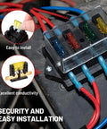 Heavy Duty 4 Way Blade Fuse Block With Slick Damp Proof Cover For Plug And Play Auto Marine Rv Truck Wiring Power Distribution Panel 10 To 32 V Dc Setup with installed fuses