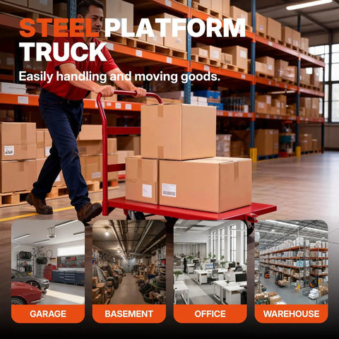 Heavy Duty Tow Behind Flatbed Cart 2000 Pound Load Rating Rock Solid Steel Build Eight Inch Rolling Casters No Sweat Hauling Rig For Warehouse Logistics And Crew Transport Missions