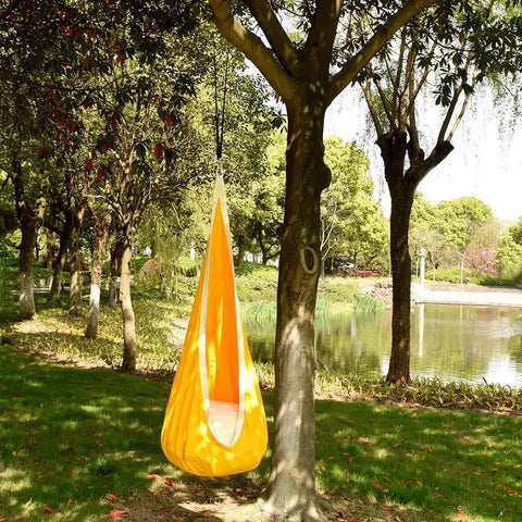 Kids Pod Swing Hanging Seat For Indoor And Outdoor Use, Kid Friendly Hammock Chair With 100 Percent Cotton Mat And Cushion