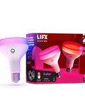 Crazy Bright Supercolor BR30 Smart Flood Bulbs 2 Pack RGB Plus Tunable White displayed next to packaging box