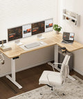 L Shaped Electric Standing Desk For Home Office And Gaming 59x40 Inch Reversible Corner Desk With Electric Height Adjustment