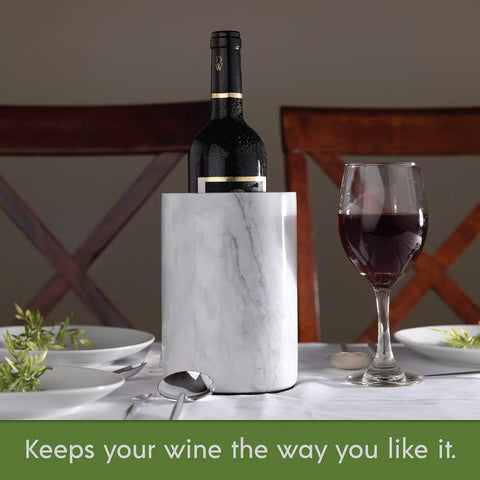 Party Ready Marble Wine Chiller Bucket That Keeps Wine And Champagne Ice Cold, Durable Bottle Cooler For Most 750ml Bottles