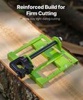 Close-up of the Adjustable Chainsaw Mill 2 To 6 Inches Wide For Precise Vertical Lumber Cutting Guide on a log, showing reinforced build.