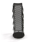 Side view of Single Serve Coffee Pod Carousel Organizer For Breakrooms, 30 Pod Capacity, metal mesh spinner rack in silver